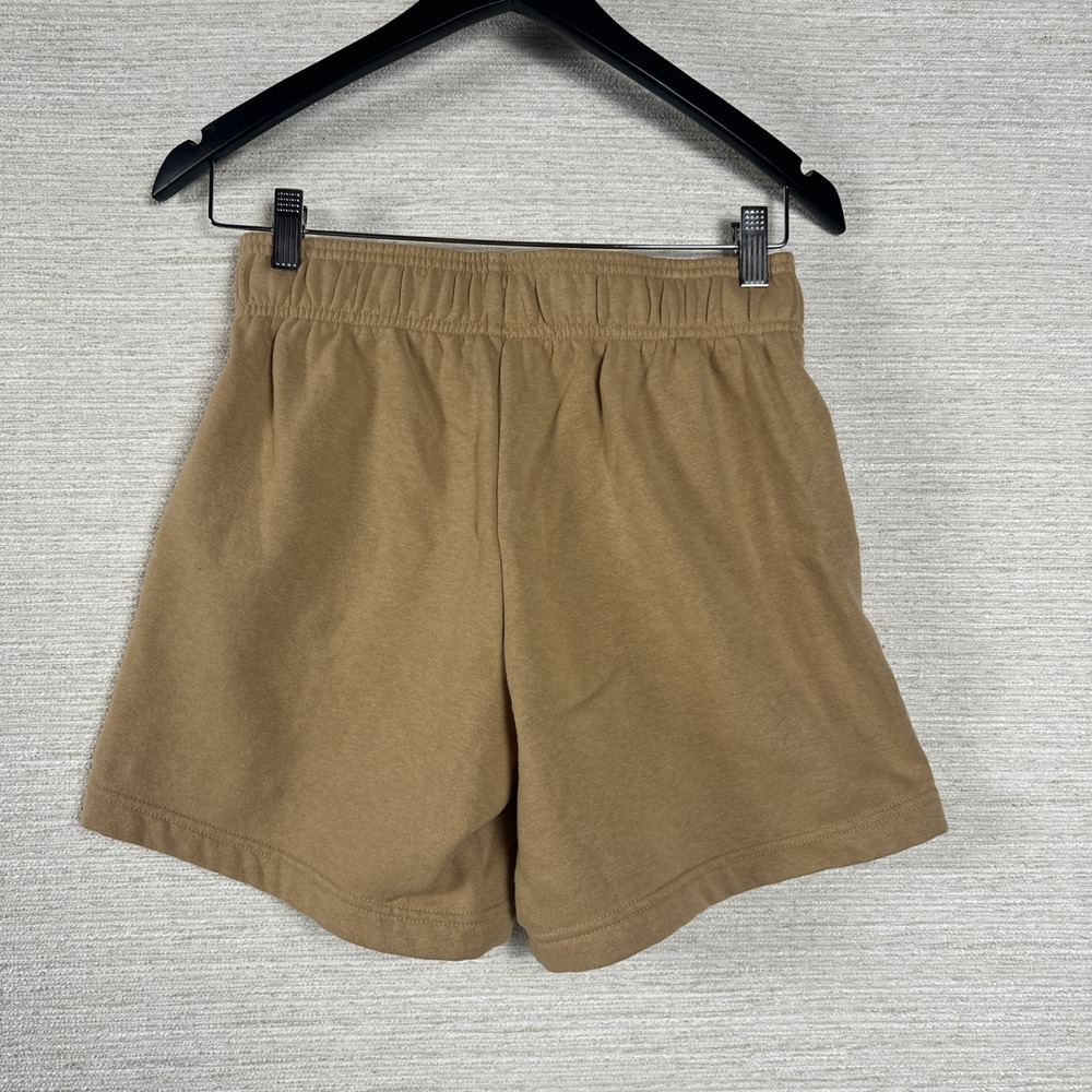 The North Face Womens Fleece Shorts Tan Elastic Waist Logo Lounge Active Small P - Picture 2 of 10